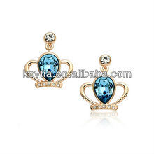 Dubai gold plated crown crystal earring jewelry importer distributor wholesale